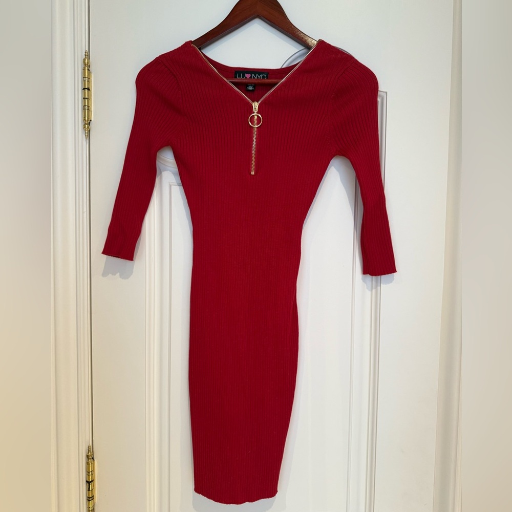 NYC Red Long Sleeve Dress